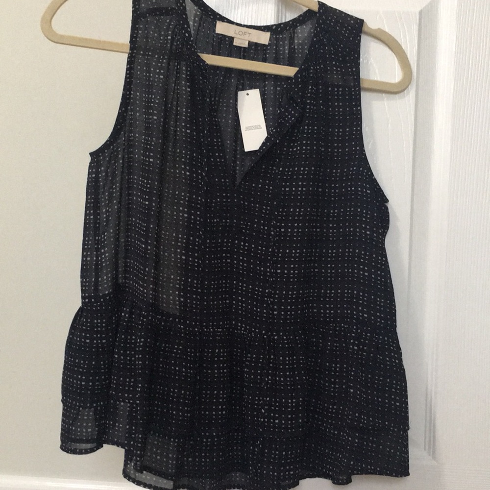 Loft blouse with ruffle bottom